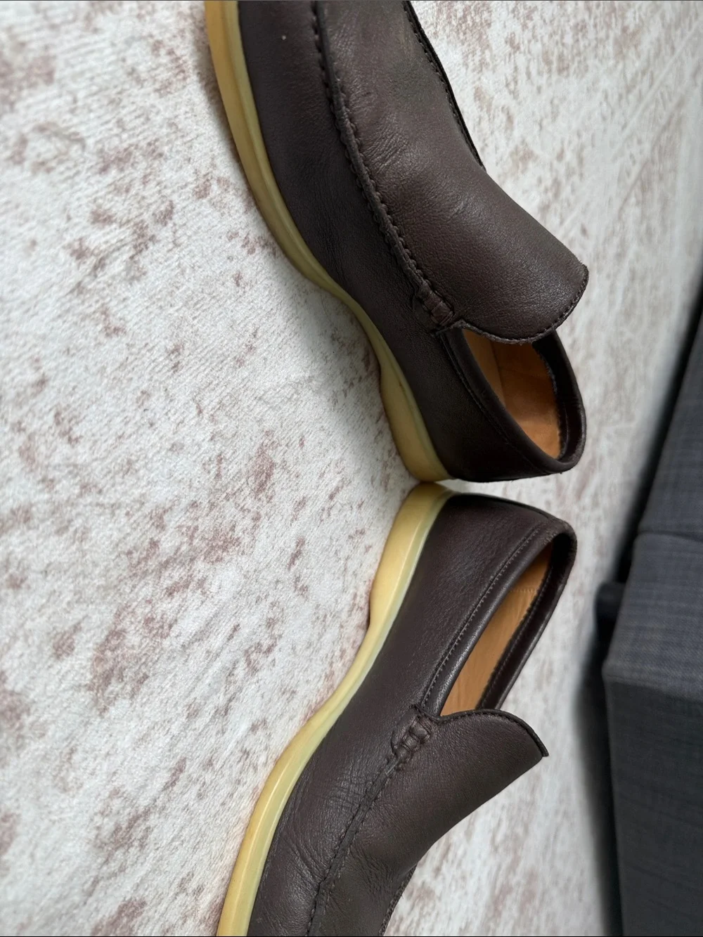Loro Piana Dark Brown Leather Slip-On Loafers
